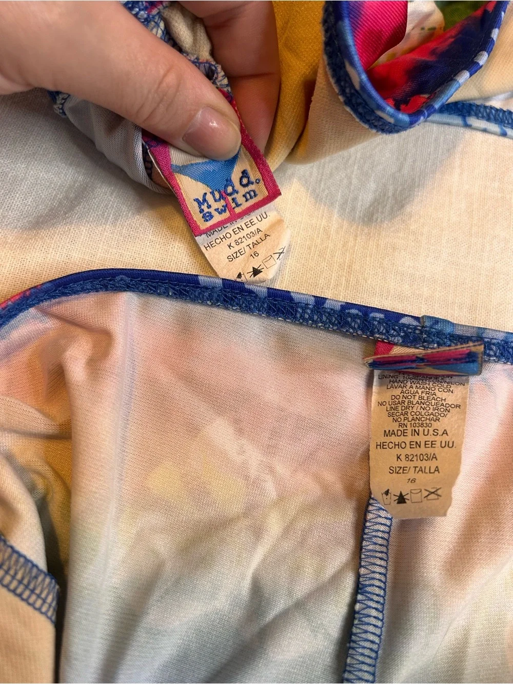 Mudd Girls' Rainbow Tie-Dye Bikini Set - Red, Blue, Green, Yellow, Pink Y2K